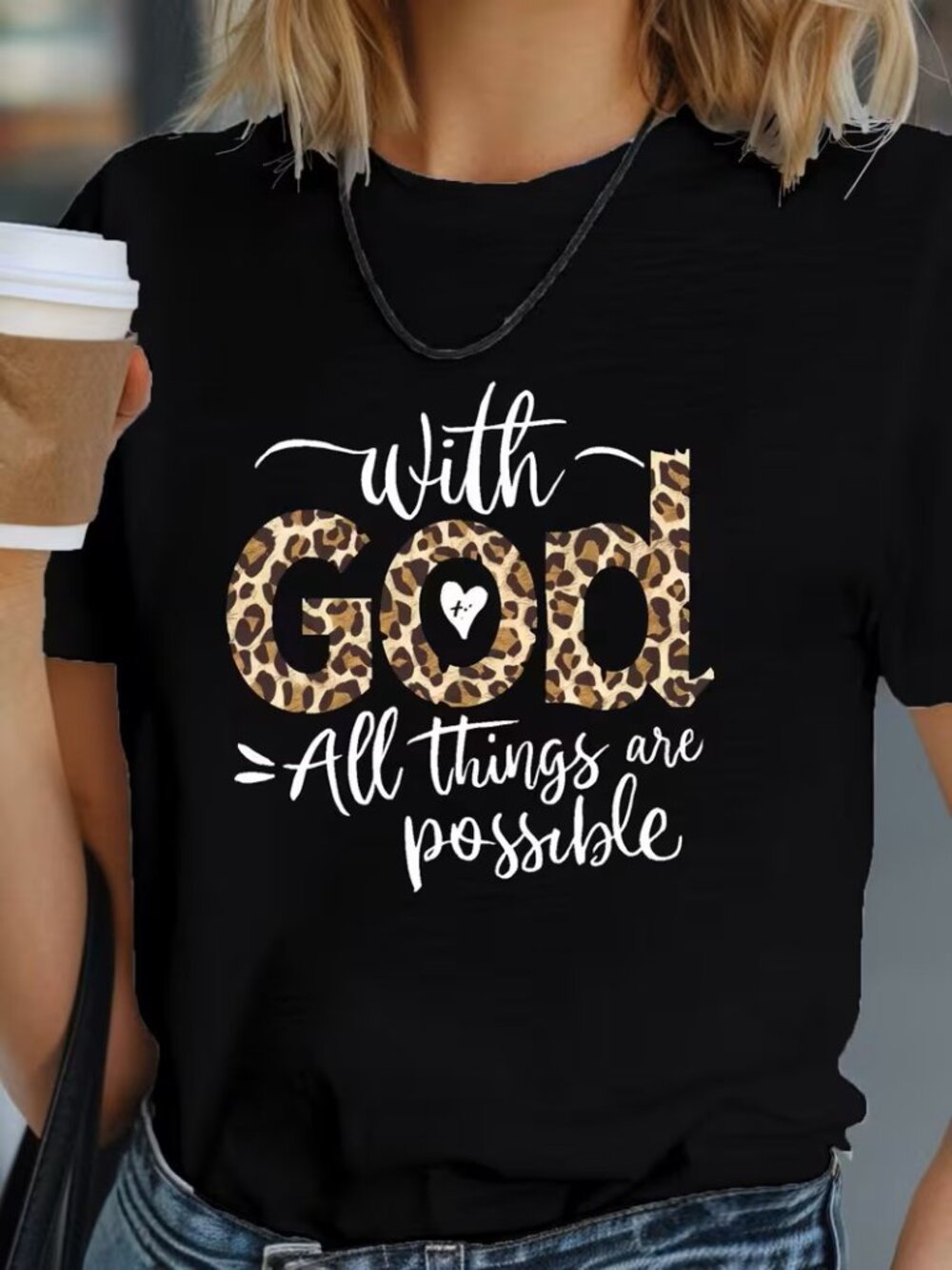 Casual Wear T-shirt 'With God all Things are possible'
